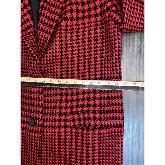 VTG LINDA ALLARD FOR ELLEN TRACY WOOL BLAZER JACKET  RED BLACK PLAID SIZE 14 - Picture 7 of 15